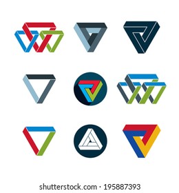 Abstract unusual vector icons set, creative symbols collection, stylish templates.