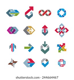 Abstract unusual vector icons set, creative symbols collection, stylish templates.