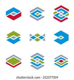 Abstract unusual vector icons set, creative symbols collection, stylish templates.