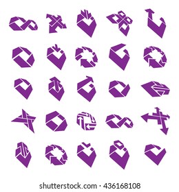 Abstract unusual vector icons set, creative symbols collection, stylish templates.