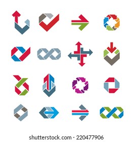 Abstract unusual vector symbols set, creative stylish icon templates collection.