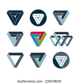 Abstract unusual vector symbols set, creative stylish icon templates collection.