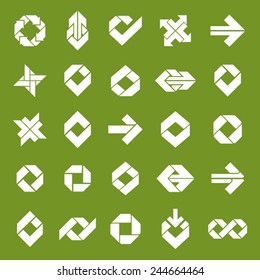 Abstract unusual vector symbols set, creative stylish icon templates collection.