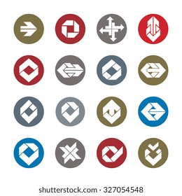 Abstract unusual vector symbols set, creative stylish icon templates collection.