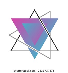 Abstract Upside Down Blue and Pink Gradient Triangle with Stroke Lines