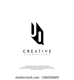 abstract UQ logo letter in shadow shape design concept