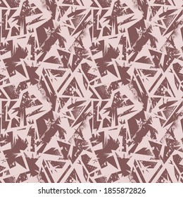 Abstract urban backdrop with curved geomtry seamless pattern and grunge spots in street style