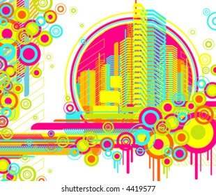 Resumen de los antecedentes urbanos. Ilustración vectorial.