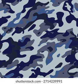 Padrão sem costura de camuflagem urbana abstrata em tons de azul e cinza