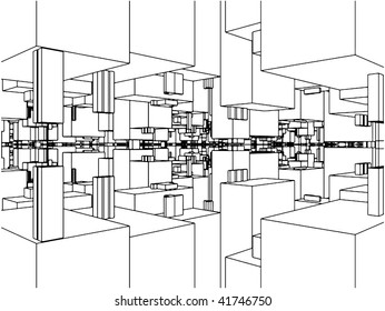 Abstract Urban City Boxes From Cube Vector 18