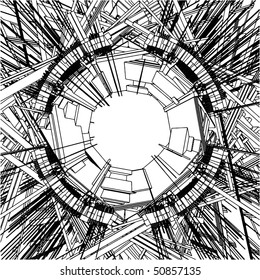 Abstract Urban City In Chaos Around The Hole Vector 156