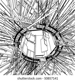 Abstract Urban City In Chaos Around The Hole Vector 157