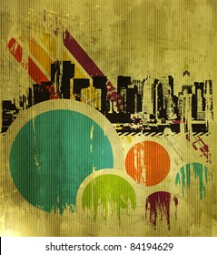 Abstract urban city on a texture background, vector illustration