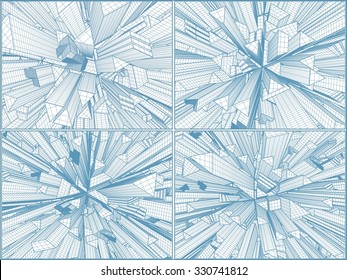 Abstract Urban City Of Skyscrapers Vector