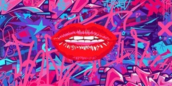 Abstract Urban Colorful Futuristic Street Art Graffiti Style Background With Big Lips Vector Illustration