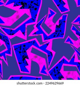 Abstract urban colorful pattern with curved geometry elements and grunge spots