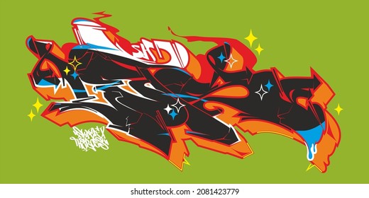 Abstract Urban Graffiti Street Art Style Word Lets Lettering Vector Illustration Art
