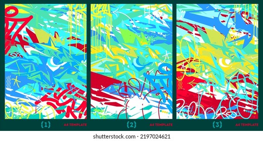 Abstract Urban Graffiti Style A4 Poster Vector Illustration Background Template