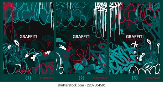 Abstract Urban Graffiti Style A4 Poster Vector Illustration Background Template