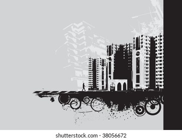abstract urban grunge city background,vector illustration