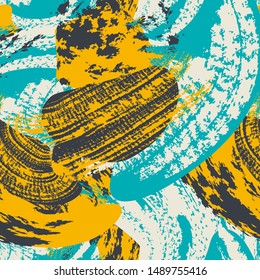 Abstract urban grunge seamless pattern with chaotic elements.