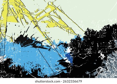 Abstract urban grunge splash vector artwork with vibrant colors and expressive texture. 