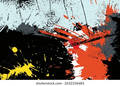 Abstract urban grunge splash vector artwork with vibrant colors and expressive texture. 