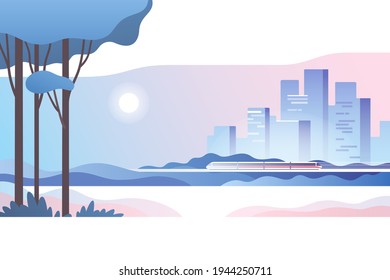 Abstract urban landscape. Public park in the city. Vector illustration.