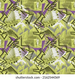 Abstract urban pattern with curved geometry elements, lines and chaotic dots. Contemporary artwork