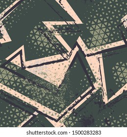 Abstract urban seamless with curved elements and grunge spots.