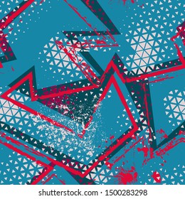 Abstract urban seamless with curved elements and grunge spots.