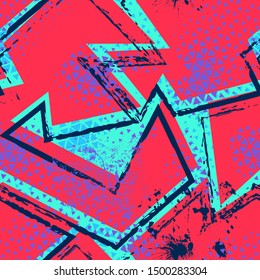 Abstract urban seamless with curved elements and grunge spots.