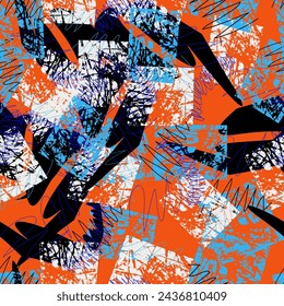 Patrón urbano sin costuras abstracto con cuadrados y formas caóticas del grunge