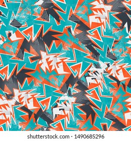 Abstract urban seamless pattern with curved elements.