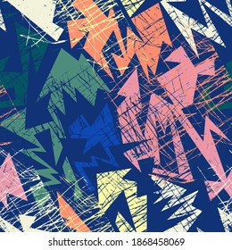 Abstract urban seamless pattern with curved geometry elements