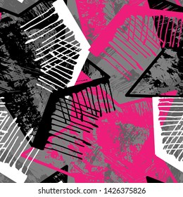 Abstract urban seamless pattern with grunge stars. 