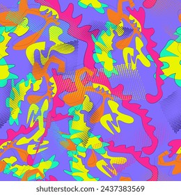Abstract urban seamless pattern with grunge spots and wave shapes for apparel things, textile, texture, backgrounds and to print on fabric and other design things
