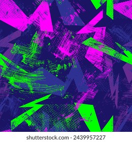 Patrón urbano sin costuras abstracto con manchas de grunge y formas curvas para prendas de vestir, textiles, textura, fondos y para imprimir en tela y otras cosas de diseño