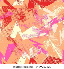 Abstract urban seamless pattern with grunge spots and curved shapes for apparel things, textile, texture, backgrounds and to print on fabric and other design things