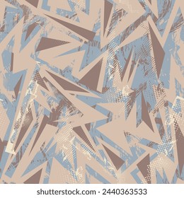 Abstract urban seamless pattern with grunge spots and curved shapes for apparel things, textile, texture, backgrounds and to print on fabric and other design things