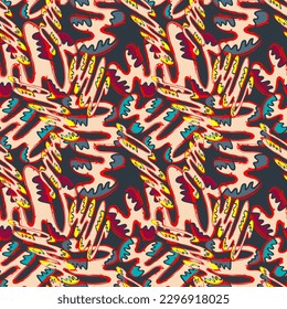 Abstract urban seamless pattern with wave shapes and grunge lines