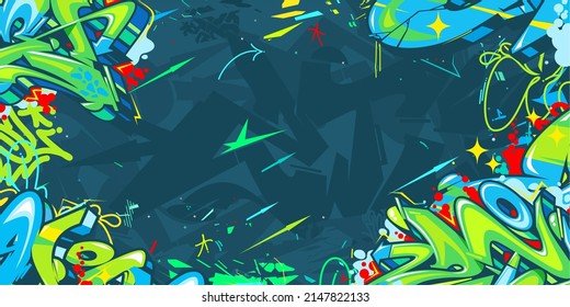 Abstract Urban Street Art Graffiti Style Vector Illustration Background Template