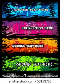 Abstract Urban Style Grunge Banners with rainbow colours