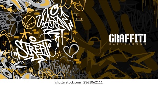 Abstract Urban Style Hiphop Graffiti Street Art Vector Illustration Background Template