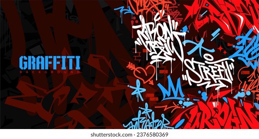 Abstract Urban Style Hiphop Graffiti Street Art Vector Illustration Background Template