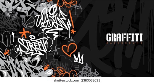 Abstract Urban Style Hiphop Graffiti Street Art Vector Illustration Background Template