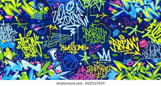 Abstract Urban Style Hiphop Graffiti Street Art Vector Illustration Background Template