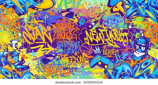 Abstract Urban Style Hiphop Graffiti Street Art Vector Illustration Background Template