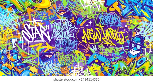 Abstract Urban Style Hiphop Graffiti Street Art Vector Illustration Background Template