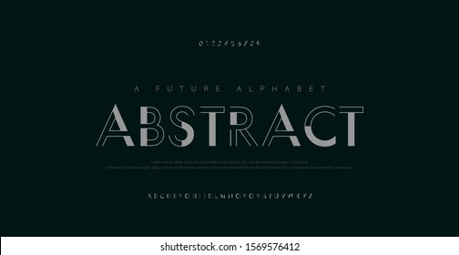 Abstract Urban Thin Line Font Alphabet. Minimal Modern Fonts And Numbers. Typography Typeface Uppercase Lowercase And Number. Vector Illustration
